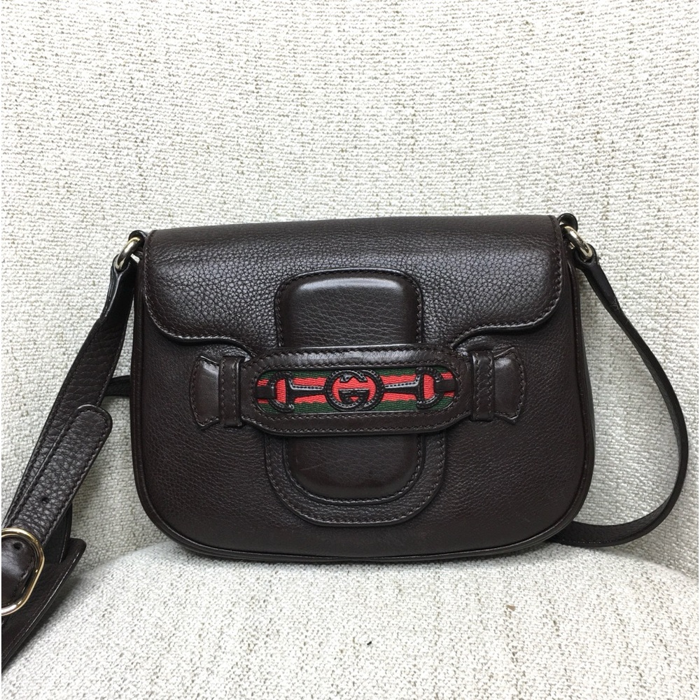 Authentic Gucci crossbody bag brown leather